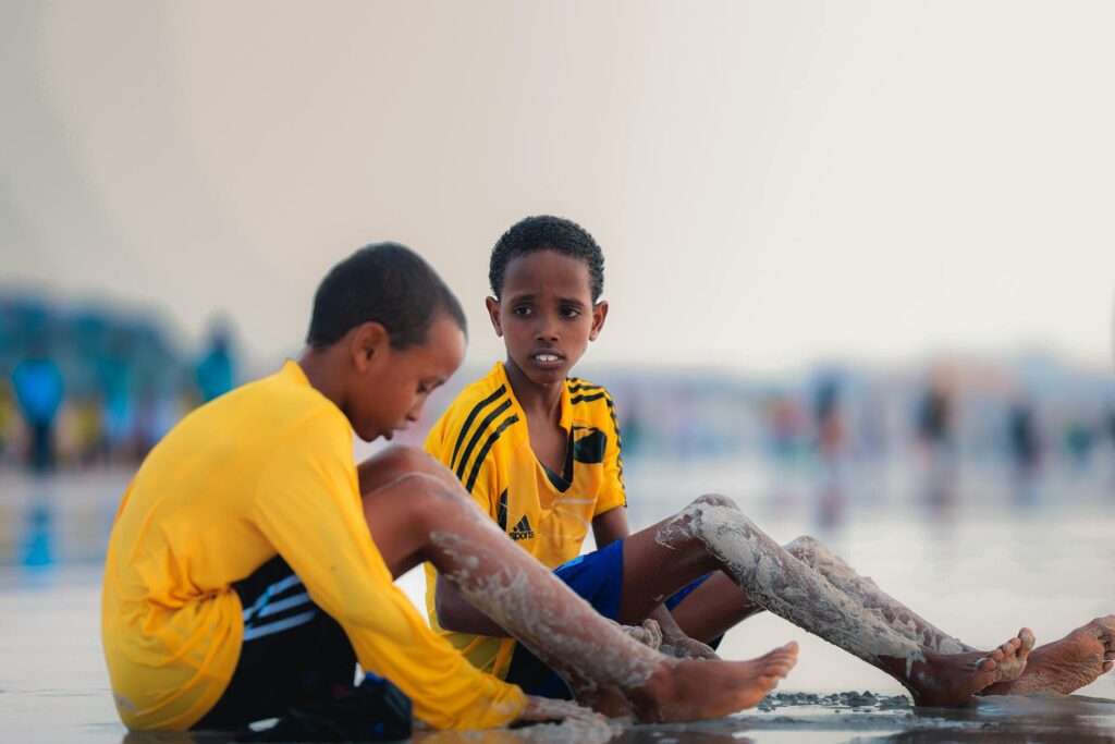 A relaxing scene of children enjoying leisure time, showing the importance of fun in their routine. — routine grandchild…