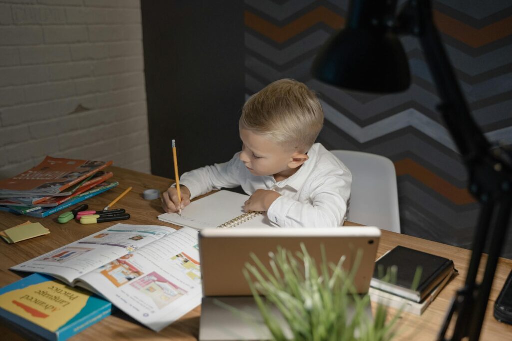 A warm and inviting study space set up for grandchildren to do homework. — educational support grandchildren divorce