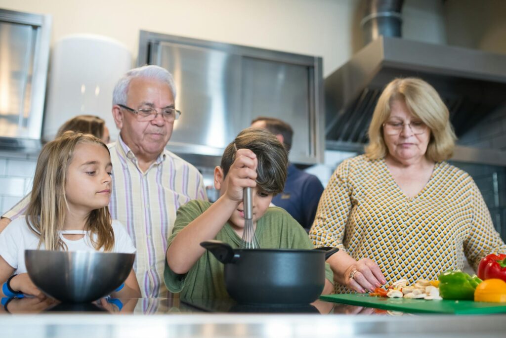 A group of grandparents engaging in educational activities with their grandchildren. — educational resources grand famil…